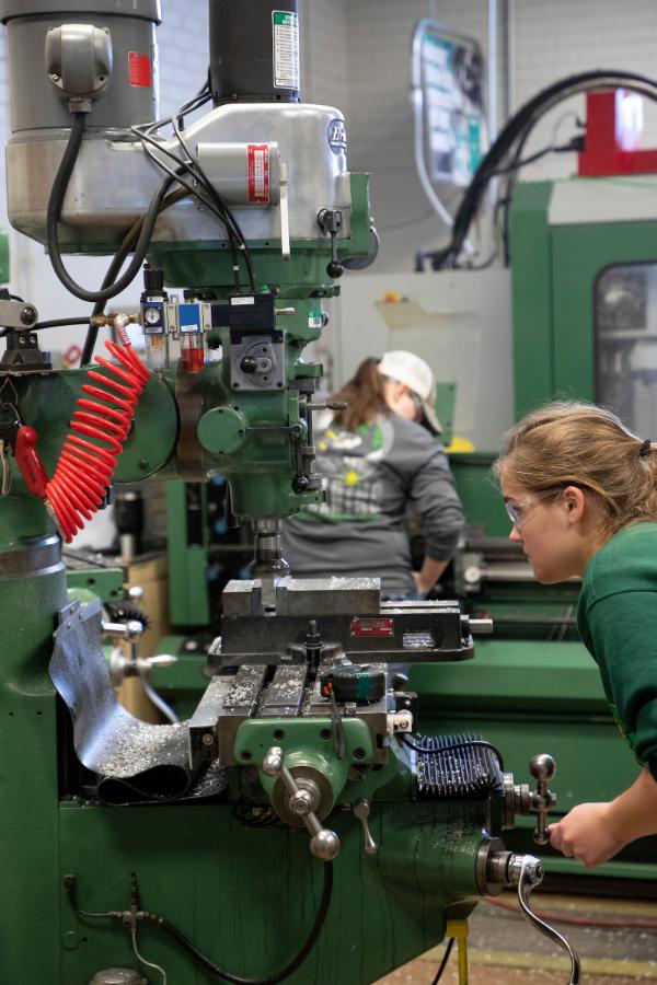 a working using a machine